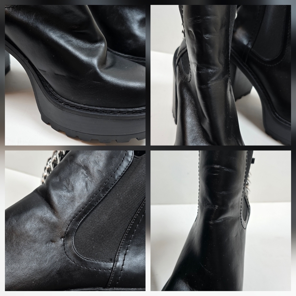 Madden Girl Chunky Platform Ankle Boots Chain Detail Lug Sole Size 9 Punk Goth - Picture 14 of 14